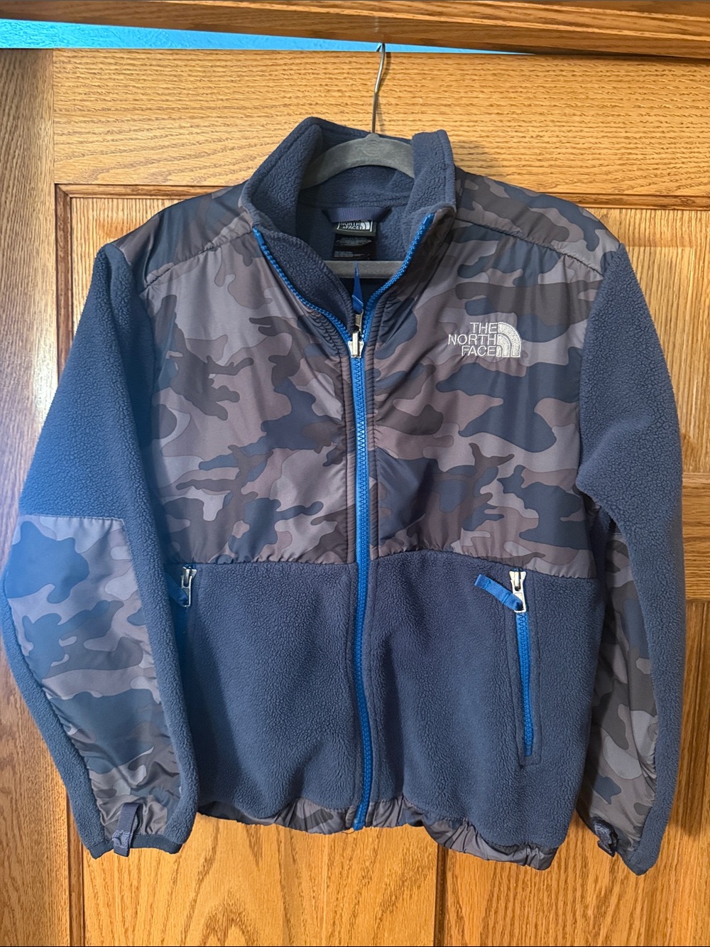 The North Face Navy and Gray Camo Fleece Jacket